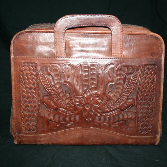 Leaders In Leather Handbags - Leaders in Leather Vintage hand tooled briefcase